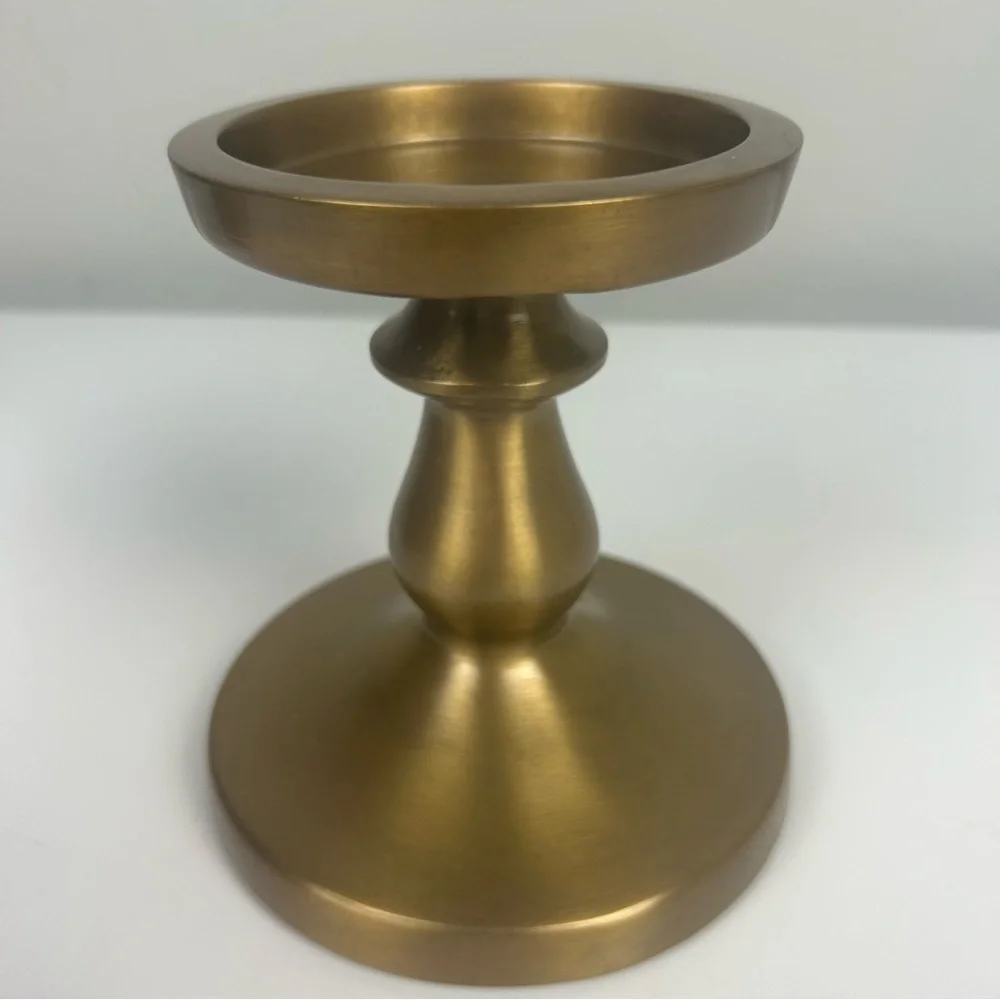 Ikea set of two gold pillar candle holders 5.5 inches